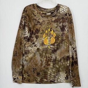 Kryptek Wounded Warrior Shirt Mens Small Brown Highlander Camo Logo Lightweight‎